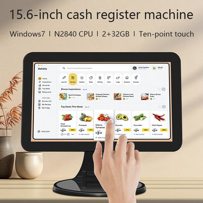 15.6 дюймовый сенсорный экран рабочий стол POS терминал N2840 2+32GB розничная касса с сканером
