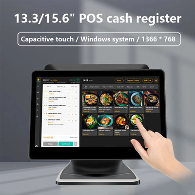 13.3/15.6-дюймовая POS-система с двумя сенсорными экранами, процессор I3, операционная система Win, POS-терминал для розничного магазина со складной подставкой