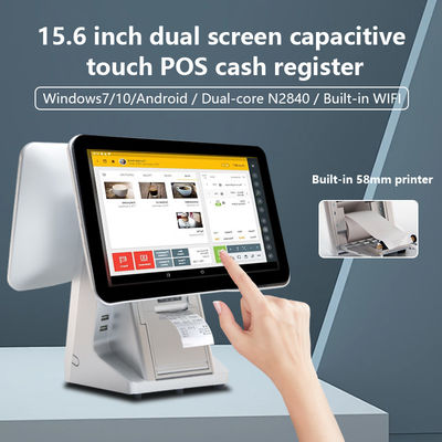 15.6'14' Двухэкранный Android Systems POS Machine с ящиком для оплаты наличными и All-in-One Touch Smart Software POS Terminal
