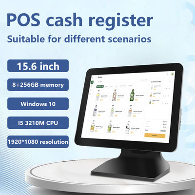15.6" 8+256GB Большая память POS-кассовый аппарат 1080P Win10 Сенсорный POS-терминал с дисплеем покупателя