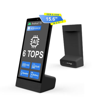 Настольный планшет L-типа 15,6 дюйма 1920x1080 Android 15 с Wi-Fi, NFC, емкостным сенсорным экраном, аккумулятором 10000 мАч, восьмиядерным процессором, для фаст-фуда и других целей, с динамиком