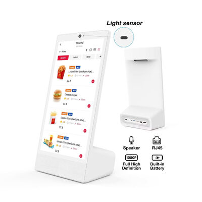 Настольный планшет L-типа 15,6 дюйма 1920x1080 Android 15 с Wi-Fi, NFC, емкостным сенсорным экраном, аккумулятором 10000 мАч, восьмиядерным процессором, для фаст-фуда и других целей, с динамиком