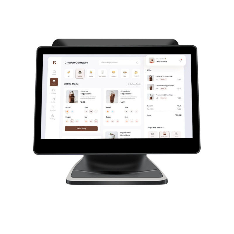 13.3/15.6-дюймовая POS-система с двумя сенсорными экранами, процессор I3, операционная система Win, POS-терминал для розничного магазина со складной подставкой