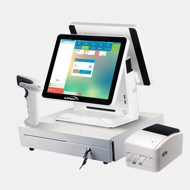 Android POS-машина для заказа в ресторане с 15,6-дюймовым двойным экраном и процессором Intel Celeron J1900