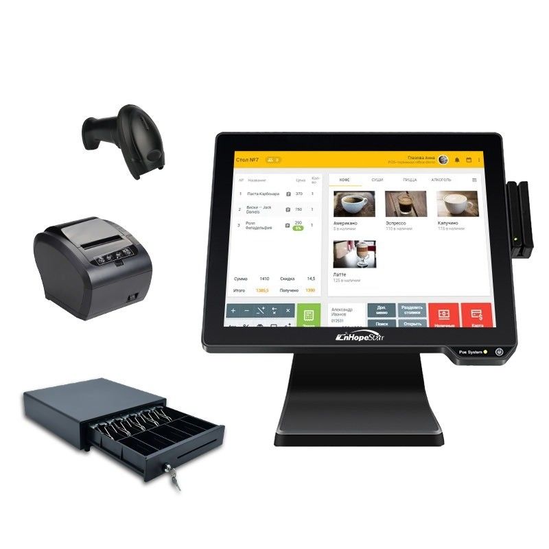 Термопринтер для заказов в ресторане с разрешением Win/Android POS Cash Register 13,3/15,6 дюйма 1366*768 разрешение