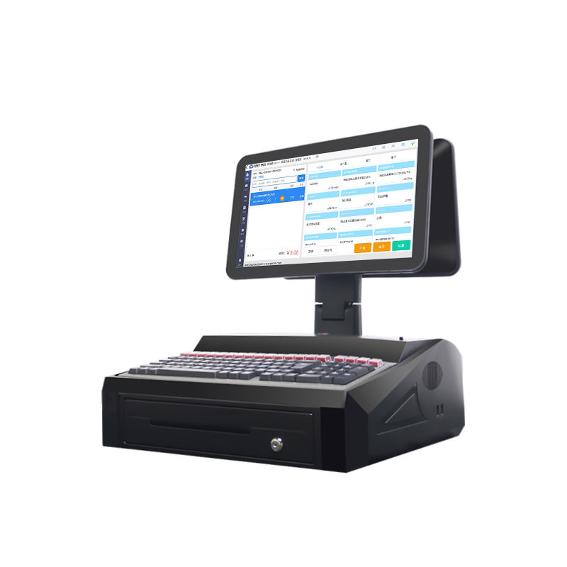 OEM ODM 15,6 дюймовый двойной экран Win7 Pos кассовый регистр N2840 Cpu 2+32GB Desktop POS Terminal с 58 мм принтером, клавиатурой